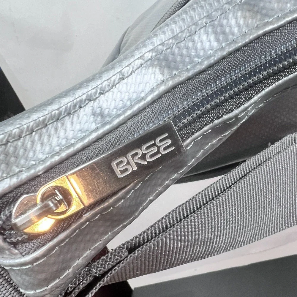 BREE Silver Nylon Crossbody Messenger Bag Adjustable Strap Travel Utility